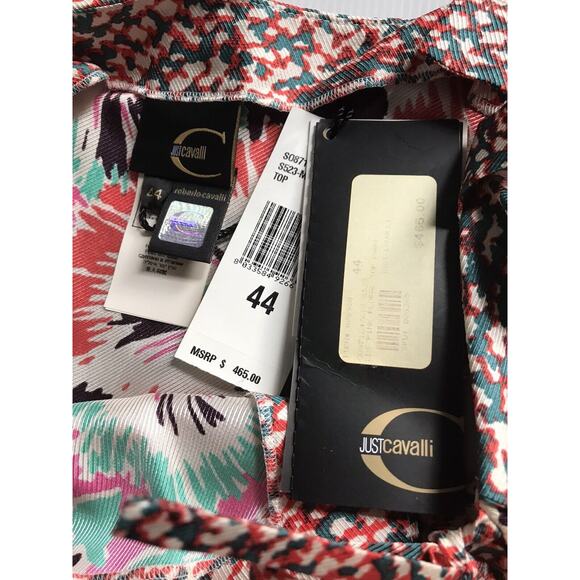 Vintage 2008 Just Cavalli 100% Silk Abstract Cami camisole Top 44 NWT $465 - Picture 3 of 4